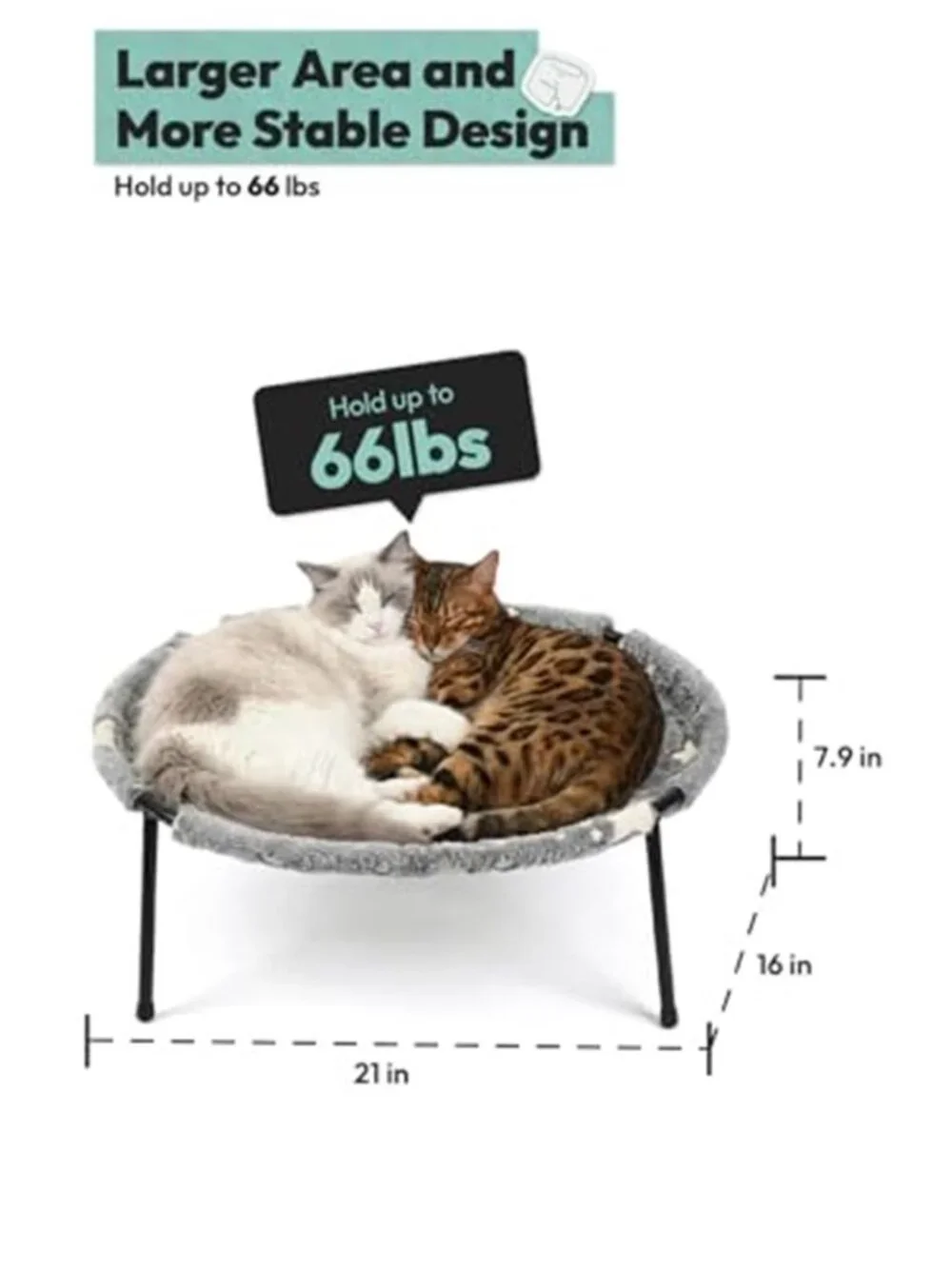 Elevated Cat Bed, Glow-in-The-Dark Fabric Cat Hammock Bed for Large Indoor